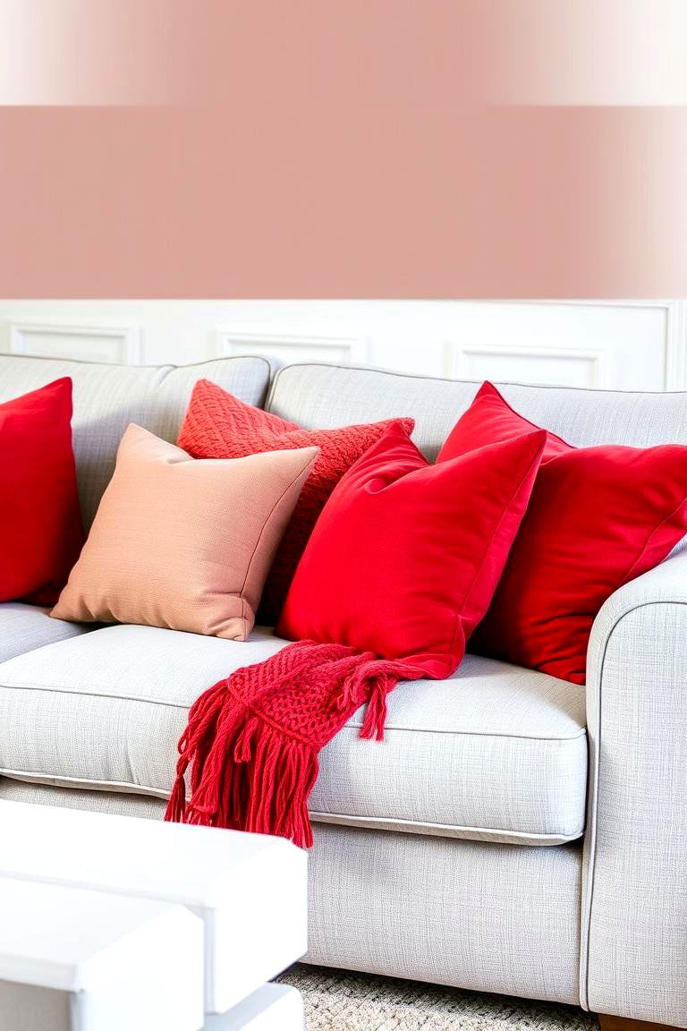 Red Throw Pillows and Blankets - 24 Red Living Room Ideas