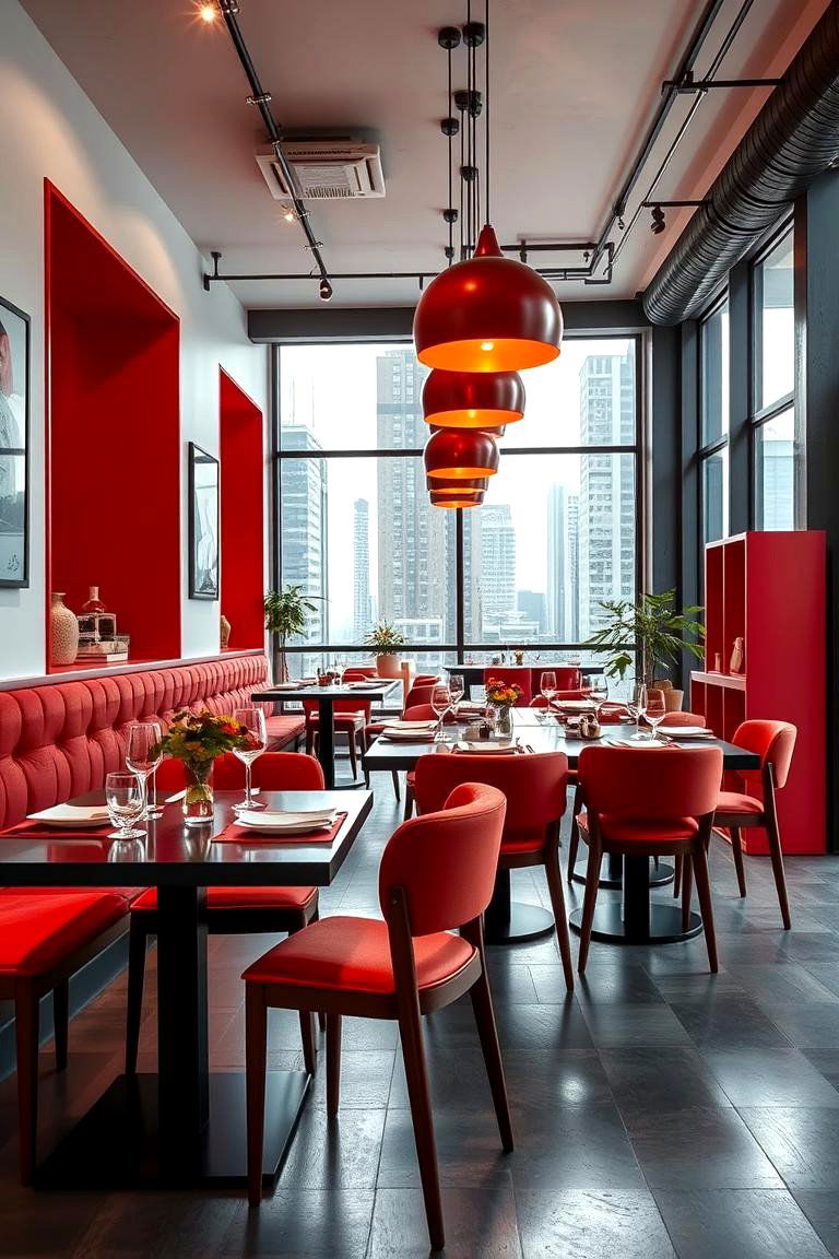 Red Urban Chic Dining Room - 24 Red Dining Room Ideas