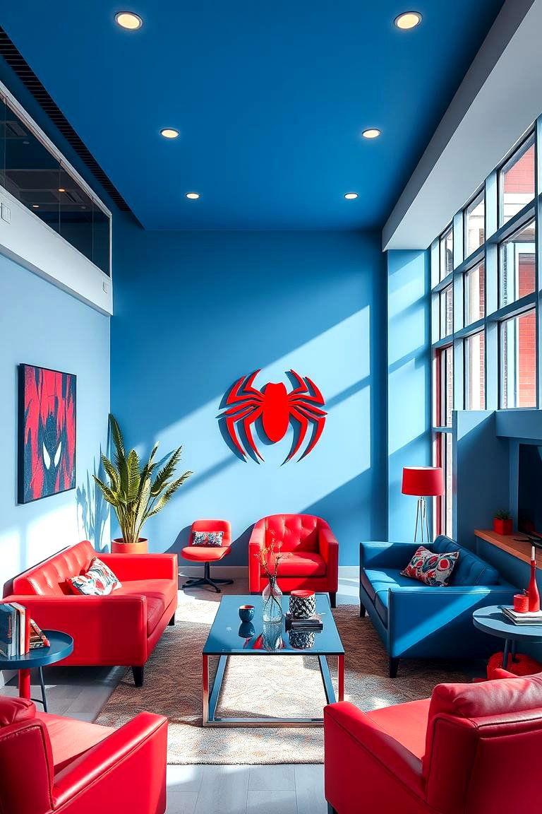 Red and Blue Color Scheme Accents - 24 Spiderman Room Decor Ideas