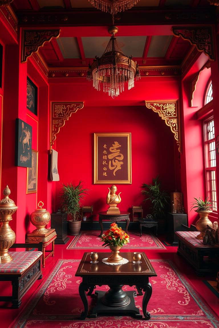 Red and Gold Color Schemes - 24 Chinoiserie Bedroom Ideas