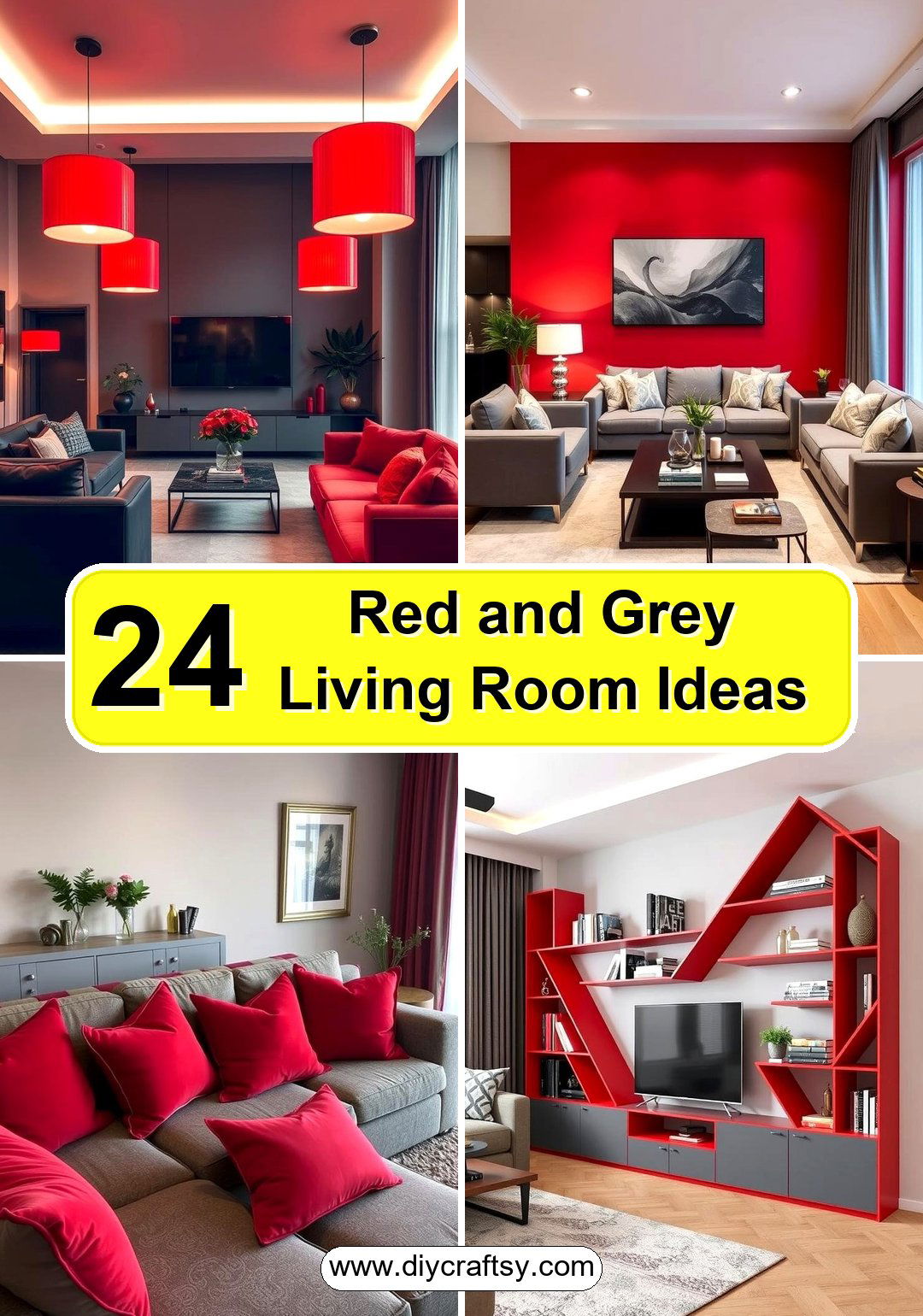 Red and Grey Living Room Ideas
