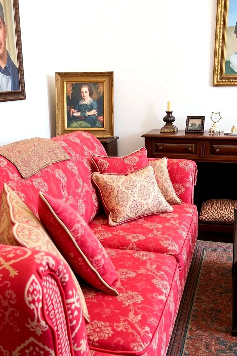 Red and Patterned Fabrics - 24 Red Living Room Ideas