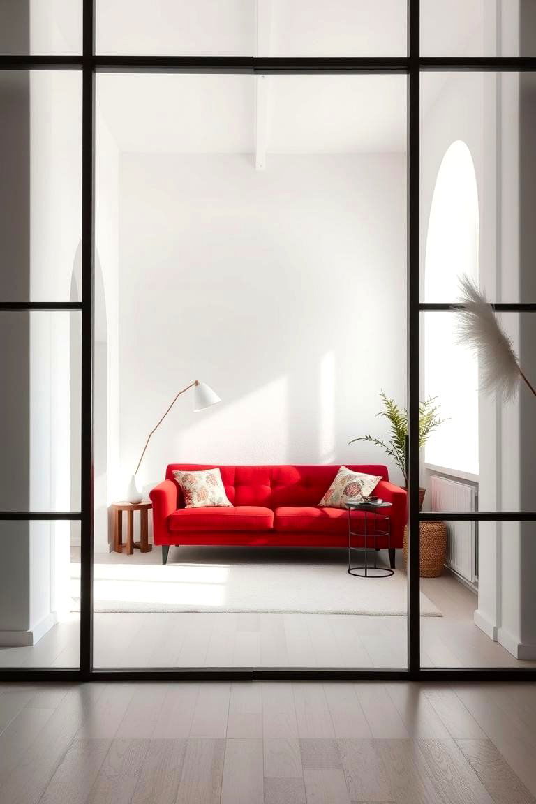 Red and White Contrast - 24 Red Couch Living Room Ideas