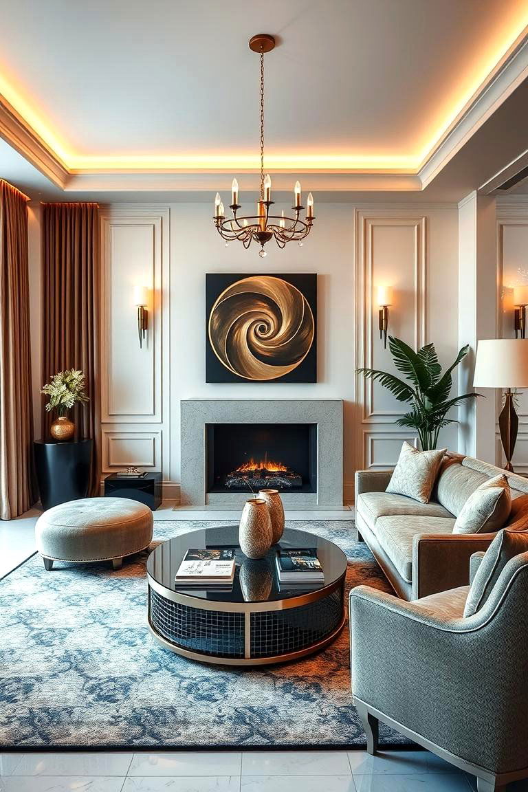 Refined Art Deco Influences - 24 Preppy Living Room Ideas