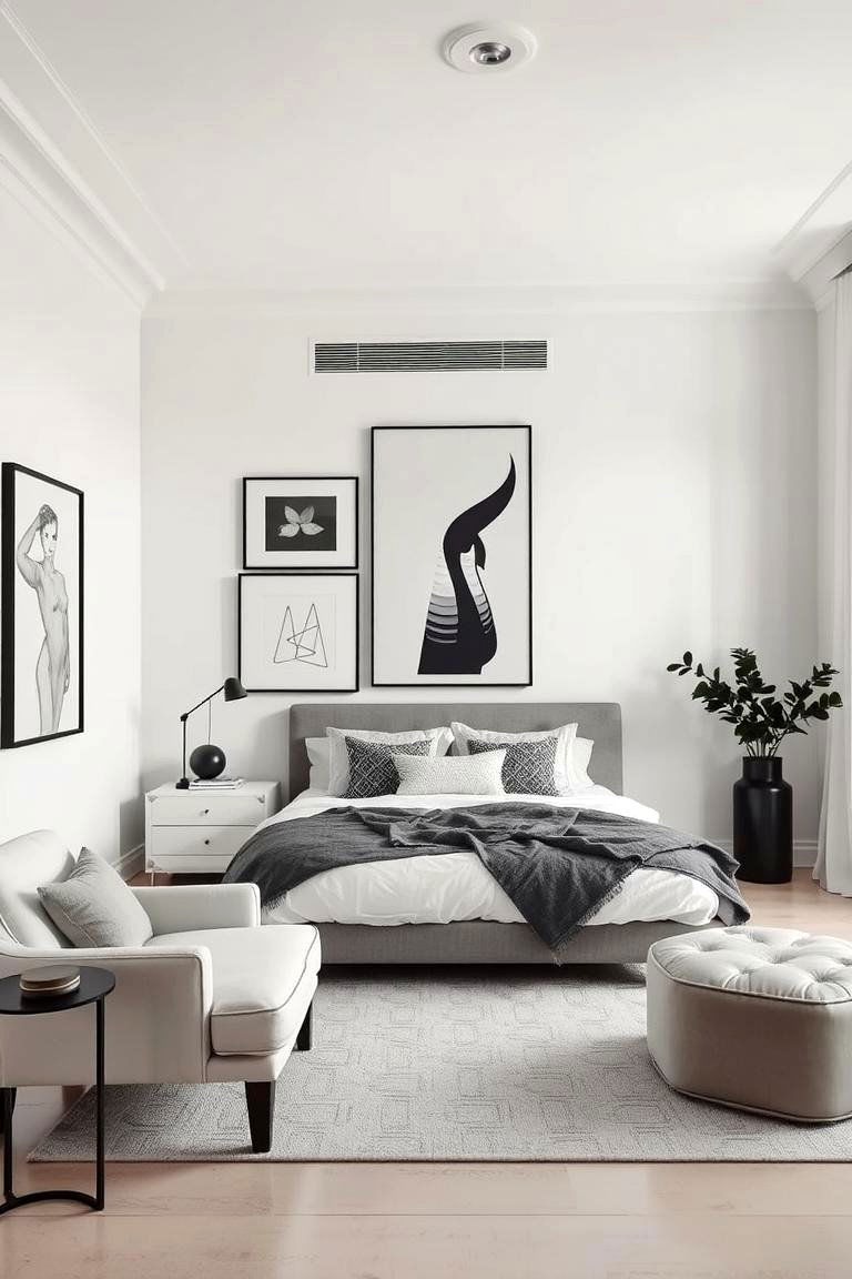 Refined Artistic Flair - 24 Black and White Bedroom Ideas