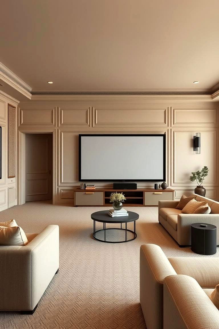 Refined Beige Balance - 24 Home Theater Paint Colors