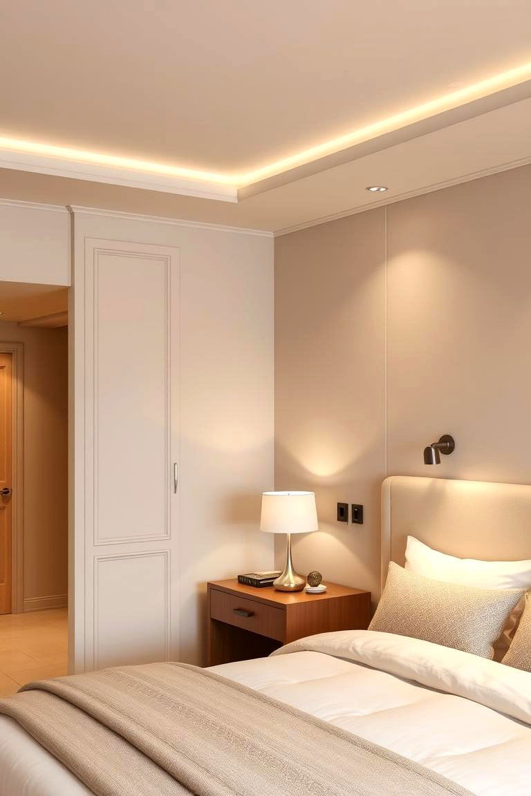 Refined Beige with Ambient Lighting - 24 Beige Bedroom Ideas