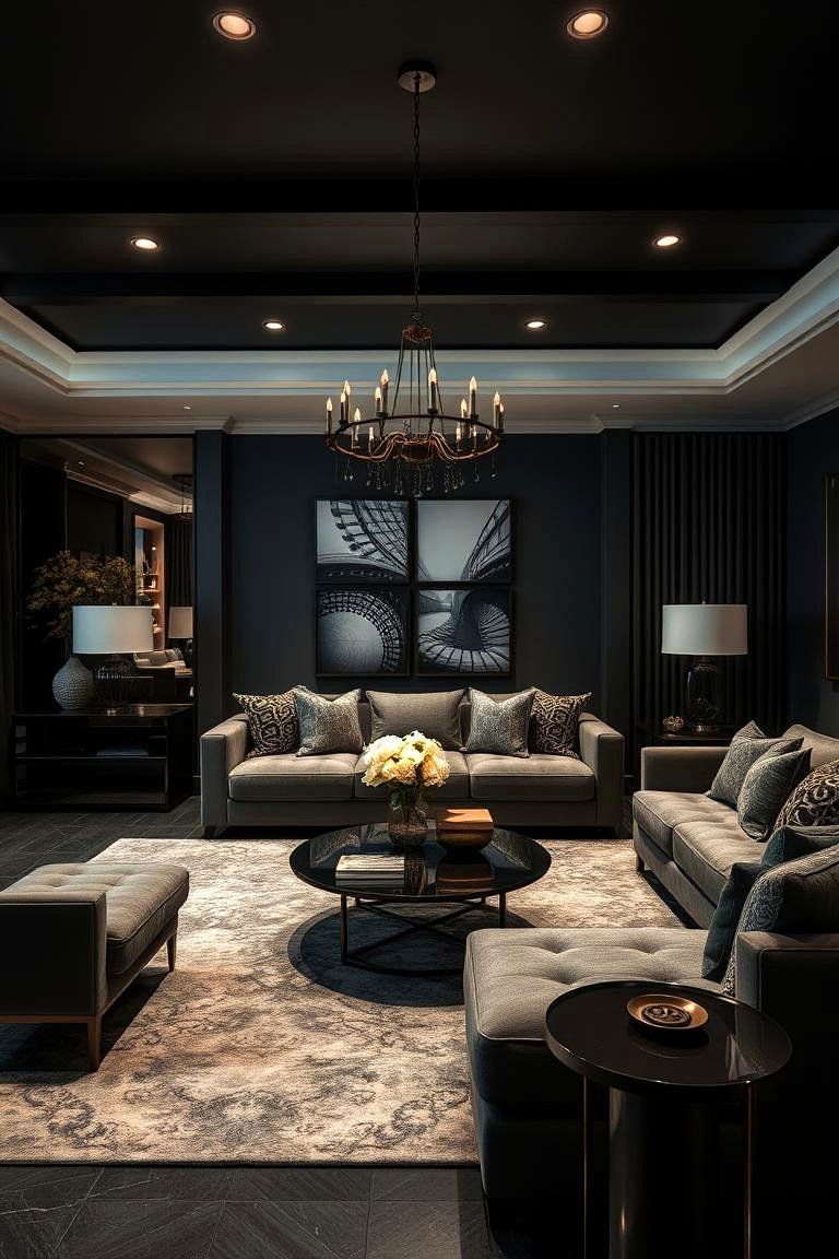 Refined Black Luxury - 24 Black Living Room Ideas
