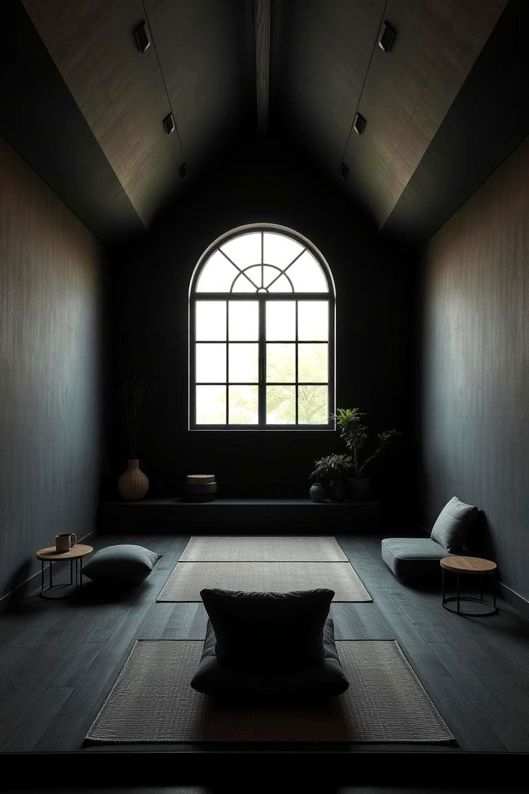 Refined Black Meditation Space - 24 Black Room Ideas