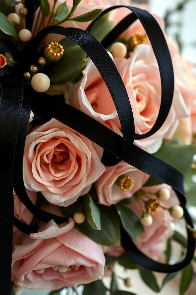 Refined Black and Gold Ribbons and Blooms - 24 Black and Gold Centerpiece Ideas