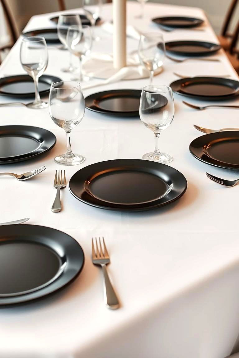 Refined Black and White Place Settings - 24 Black and White Wedding Ideas
