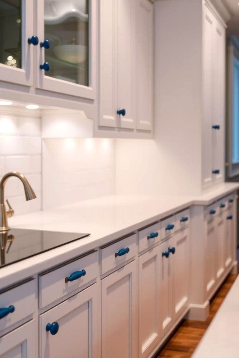 Refined Blue Decorative Hardware - 24 Blue and White Kitchen Ideas