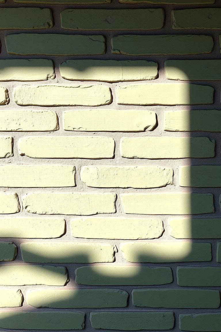 Refined Brick Texture Accent - 24 Sage Green Painted Brick House Ideas