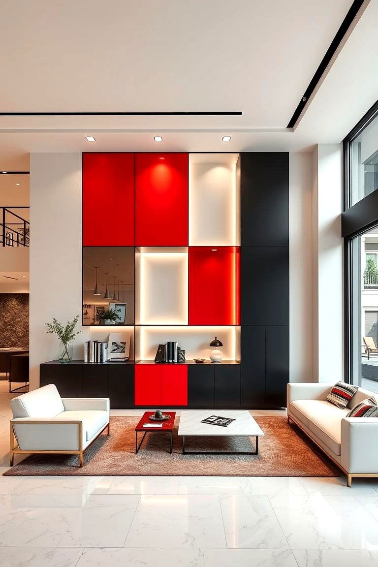 Refined Color Blocking - 24 red black and white bedroom ideas