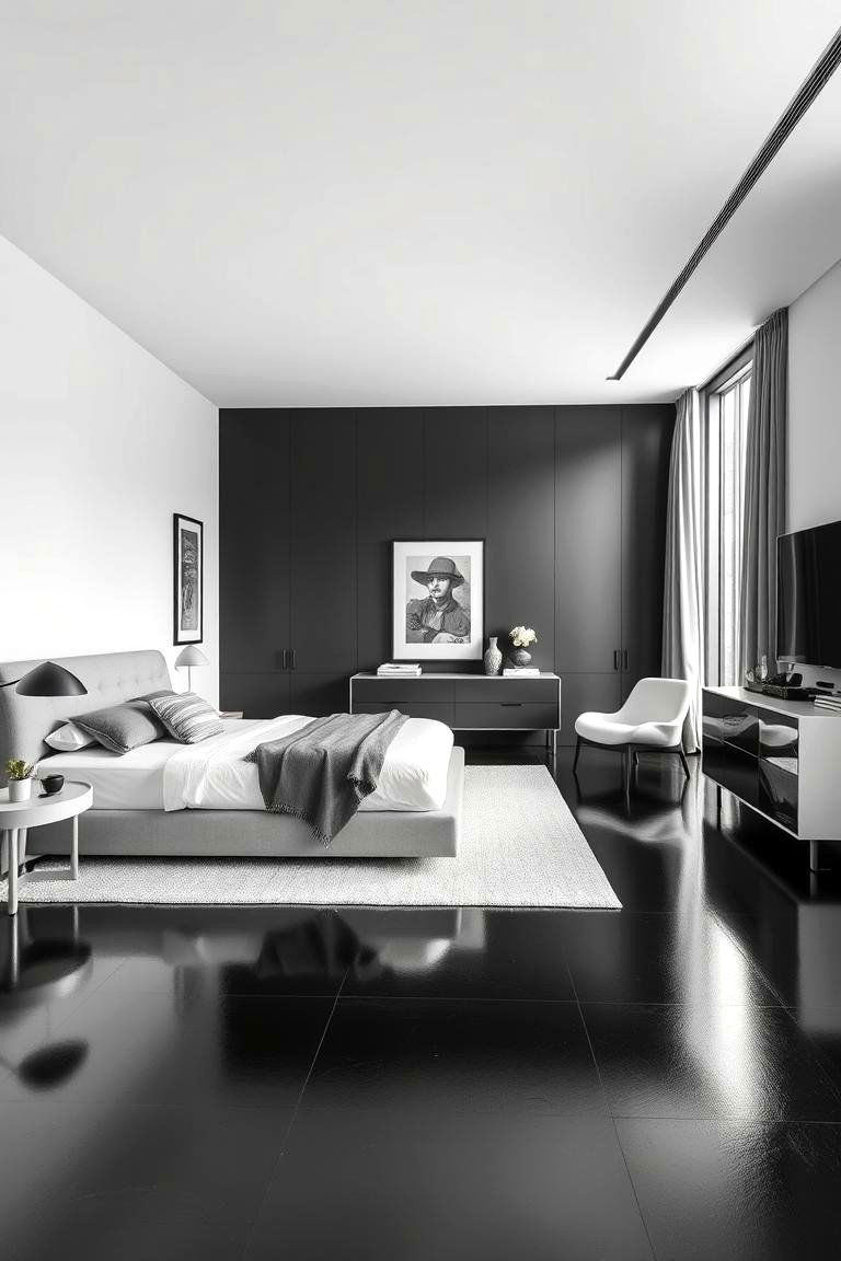 Refined Contemporary Black Floor Bedroom - 24 Black Floor Bedroom Ideas