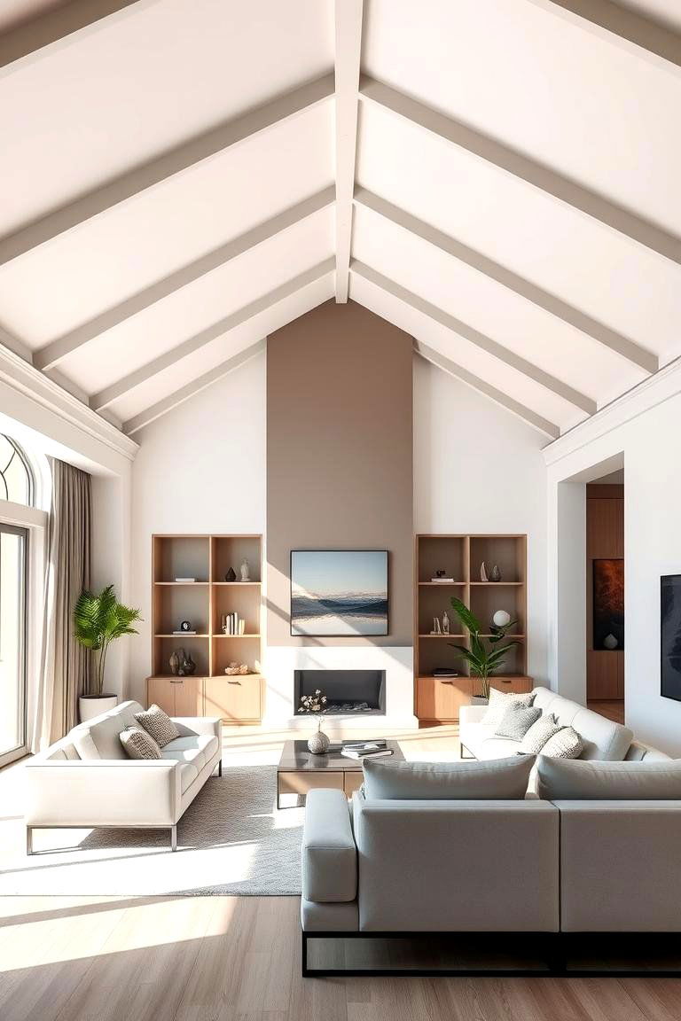 Refined Contemporary Vault - 24 Living Room Vaulted Ceiling Ideas