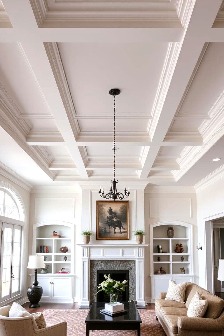 Refined Crown Molding Ceiling - 24 Living Room Ceiling Ideas