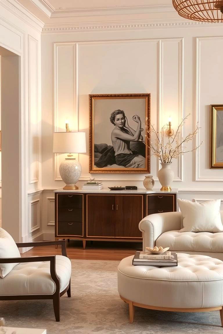 Refined Details in Cream and Gold Decor - 24 Cream and Gold Living Room Ideas