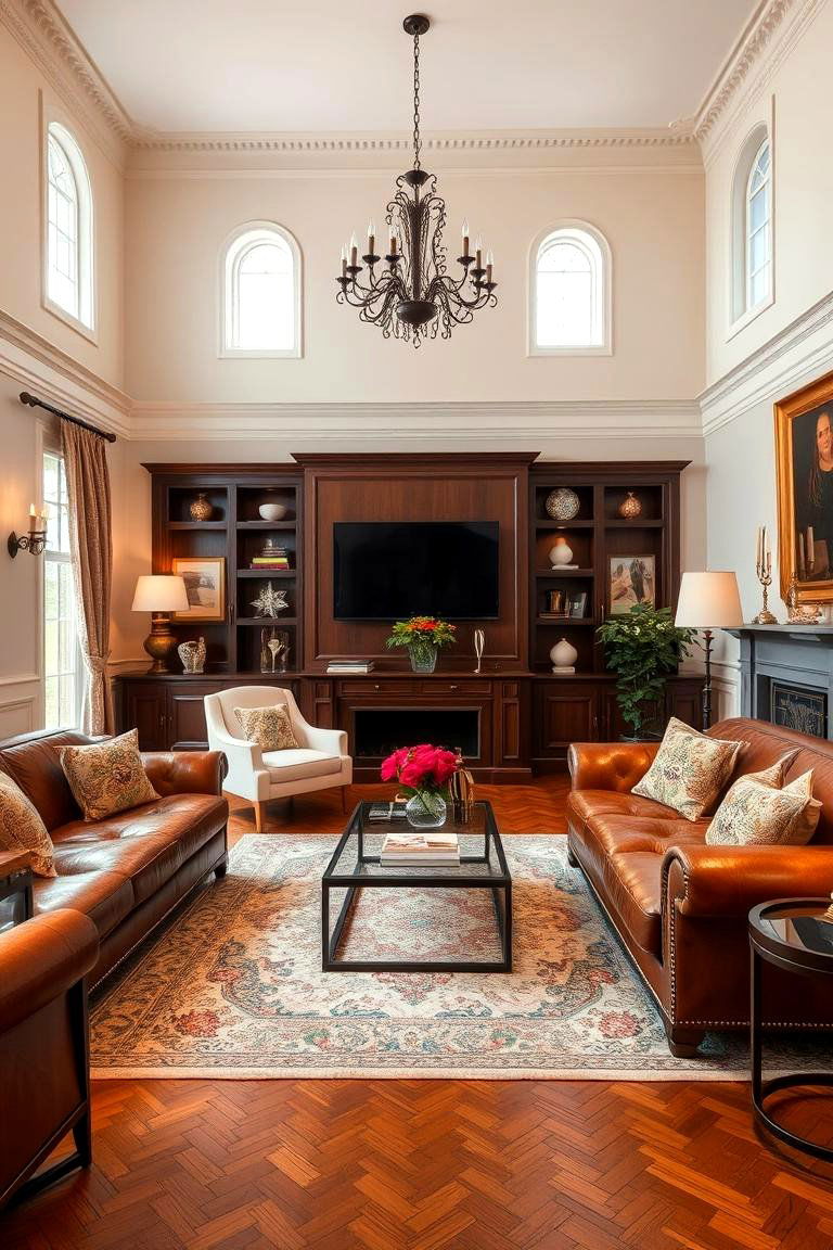 Refined Formal Living - 24 Brown Leather Couch Living Room Ideas
