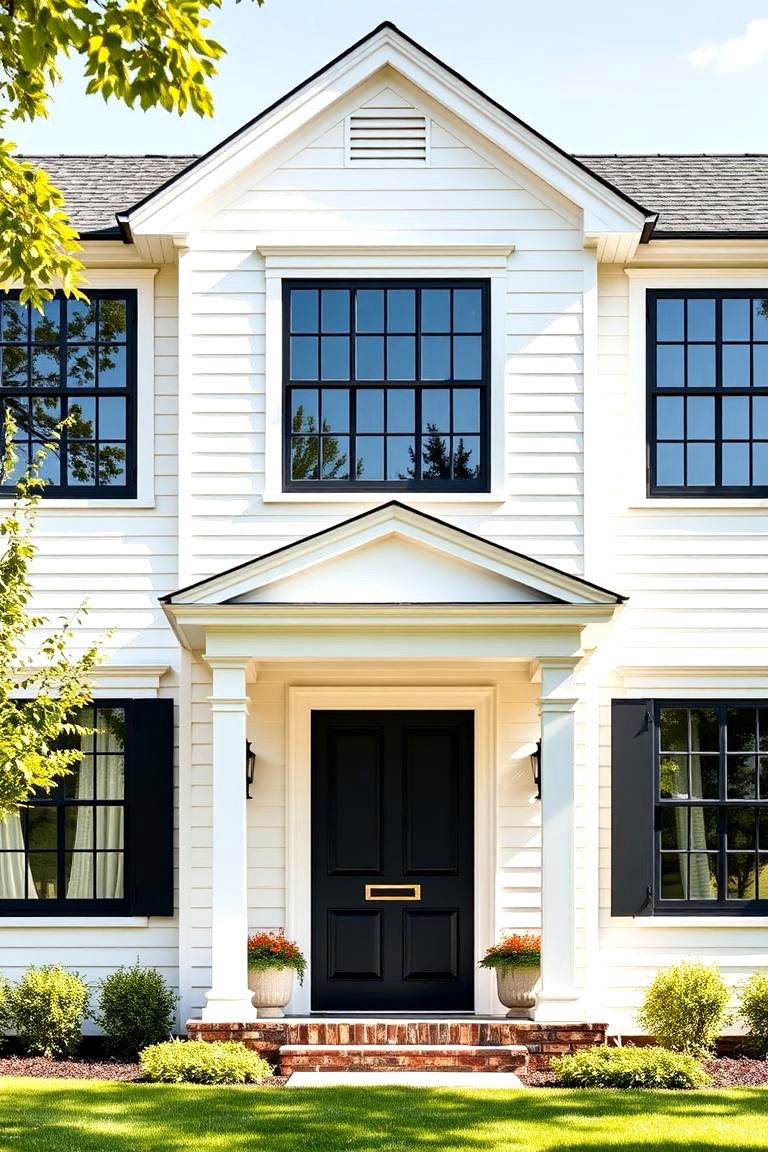 Refined Heritage Design - 24 White Farmhouse With Black Windows Ideas