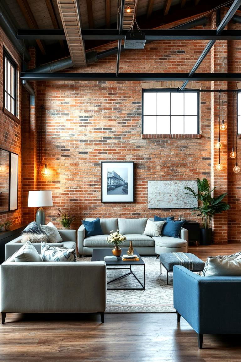Refined Industrial Touch - 24 blue and beige living room ideas