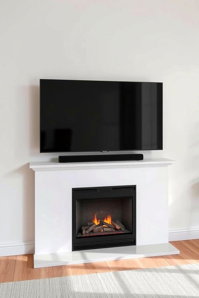 Refined Minimal Integration - 24 Electric Fireplace Ideas With Tv Above