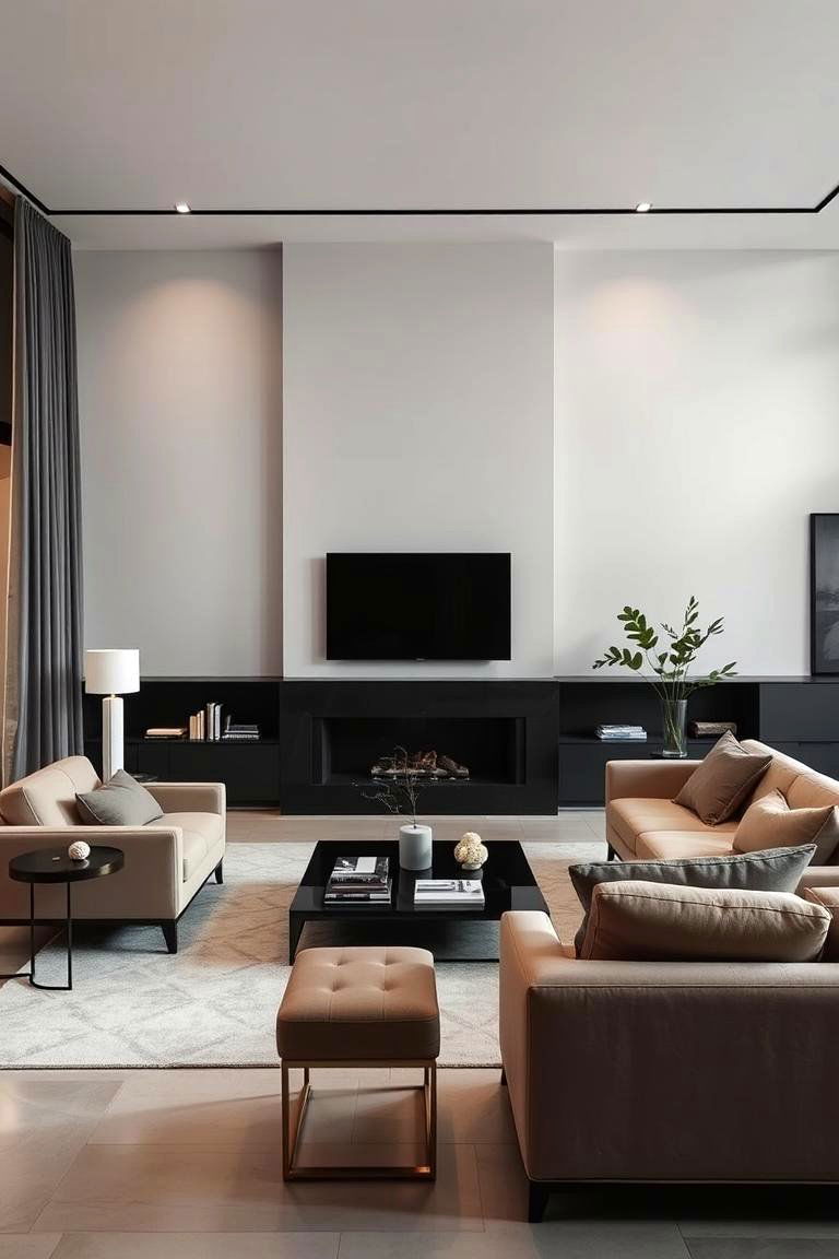 Refined Monochromatic Palette - 24 Mansion Living Room Ideas