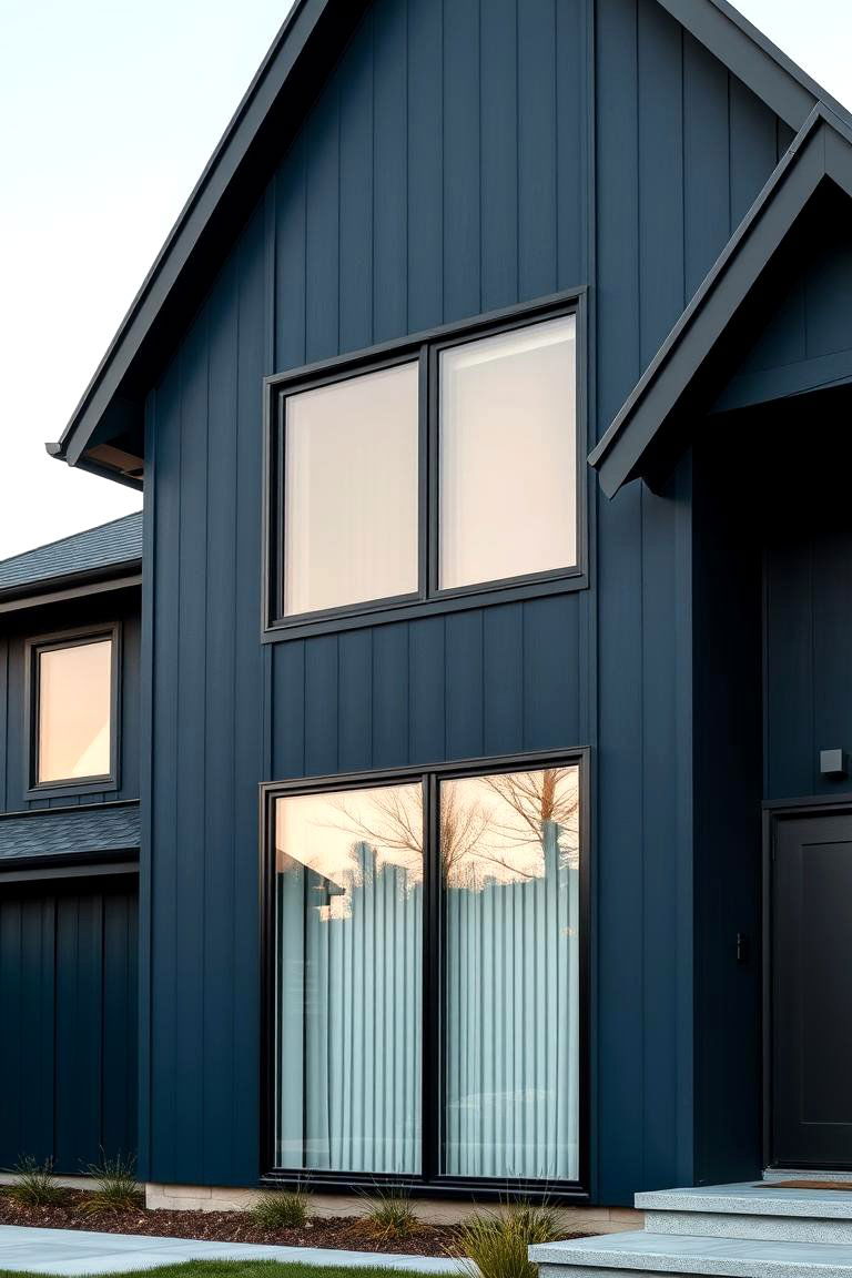 Refined Outdoor Living - 24 Dark Blue House With Black Trim