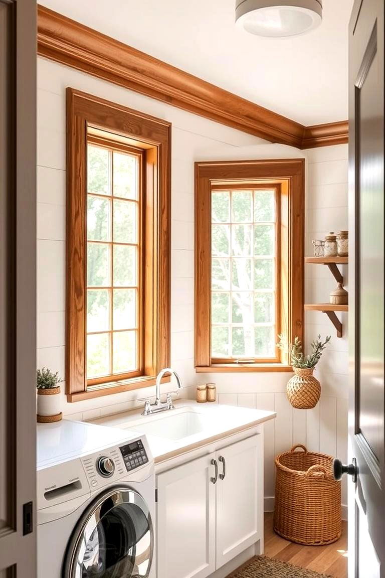 Refined Shiplap Window Trim - 24 Shiplap Laundry Room Ideas