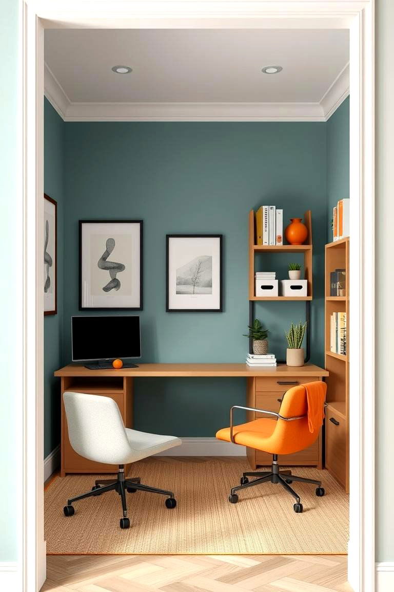 Refined Study Area - 24 Teal and Orange Color Scheme for Your Rooms