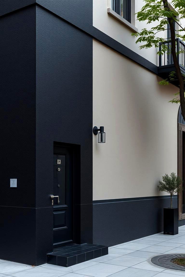 Refined Urban Living Spaces - 24 Black Stucco House Ideas