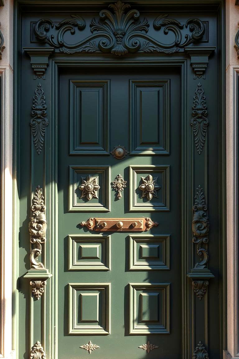 Refined Victorian Look - 24 Dark Green Front Door Ideas