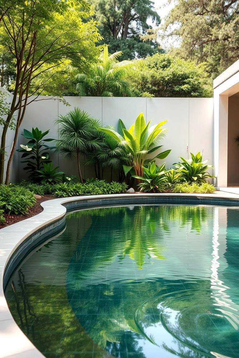Reflecting Pool with Curved Edges - 24 Small Garden Reflecting Pool Ideas