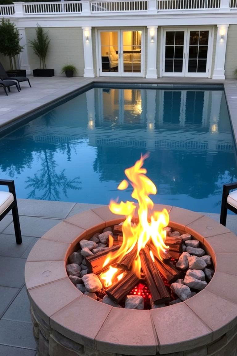 Reflecting Pool with Fire Pit Ambience - 24 Small Garden Reflecting Pool Ideas
