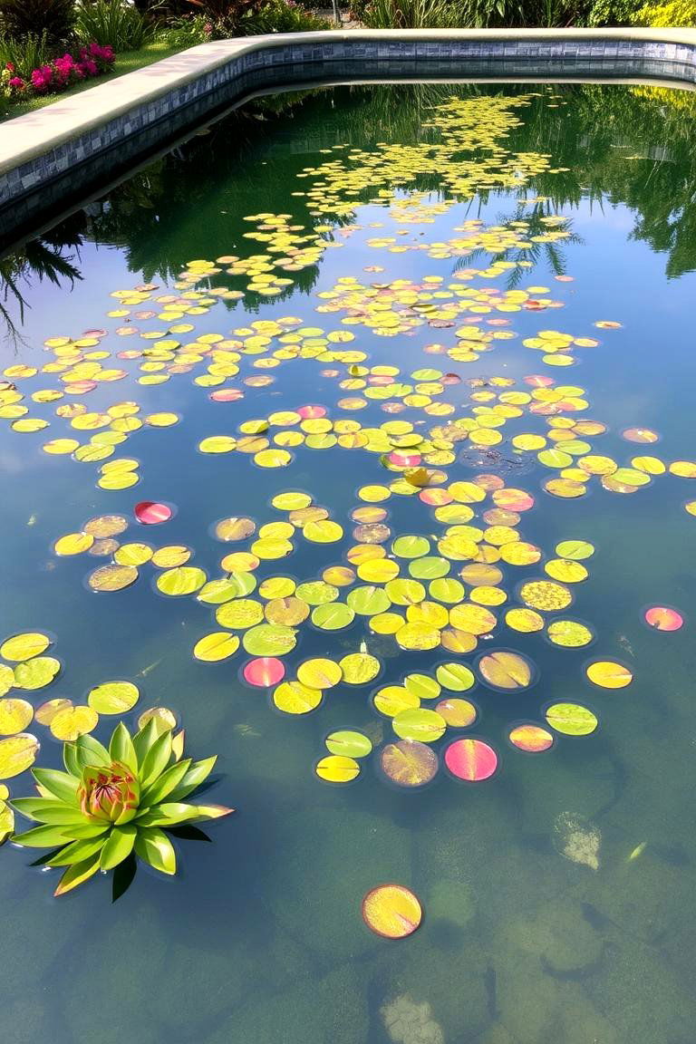 Reflecting Pool with Floating Water Garden - 24 Small Garden Reflecting Pool Ideas