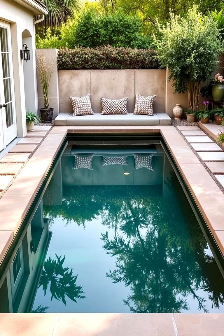 Reflecting Pool with Integrated Seating - 24 Small Garden Reflecting Pool Ideas