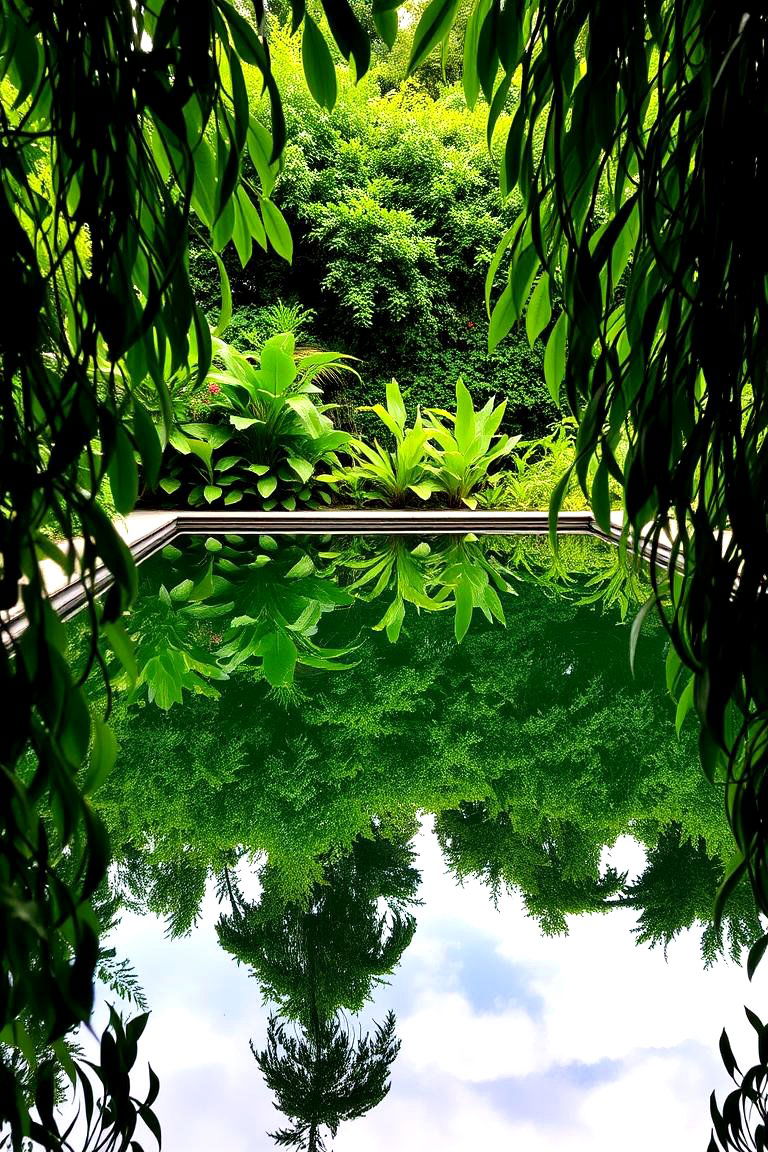 Reflecting Pool with Lush Greenery Surround - 24 Small Garden Reflecting Pool Ideas