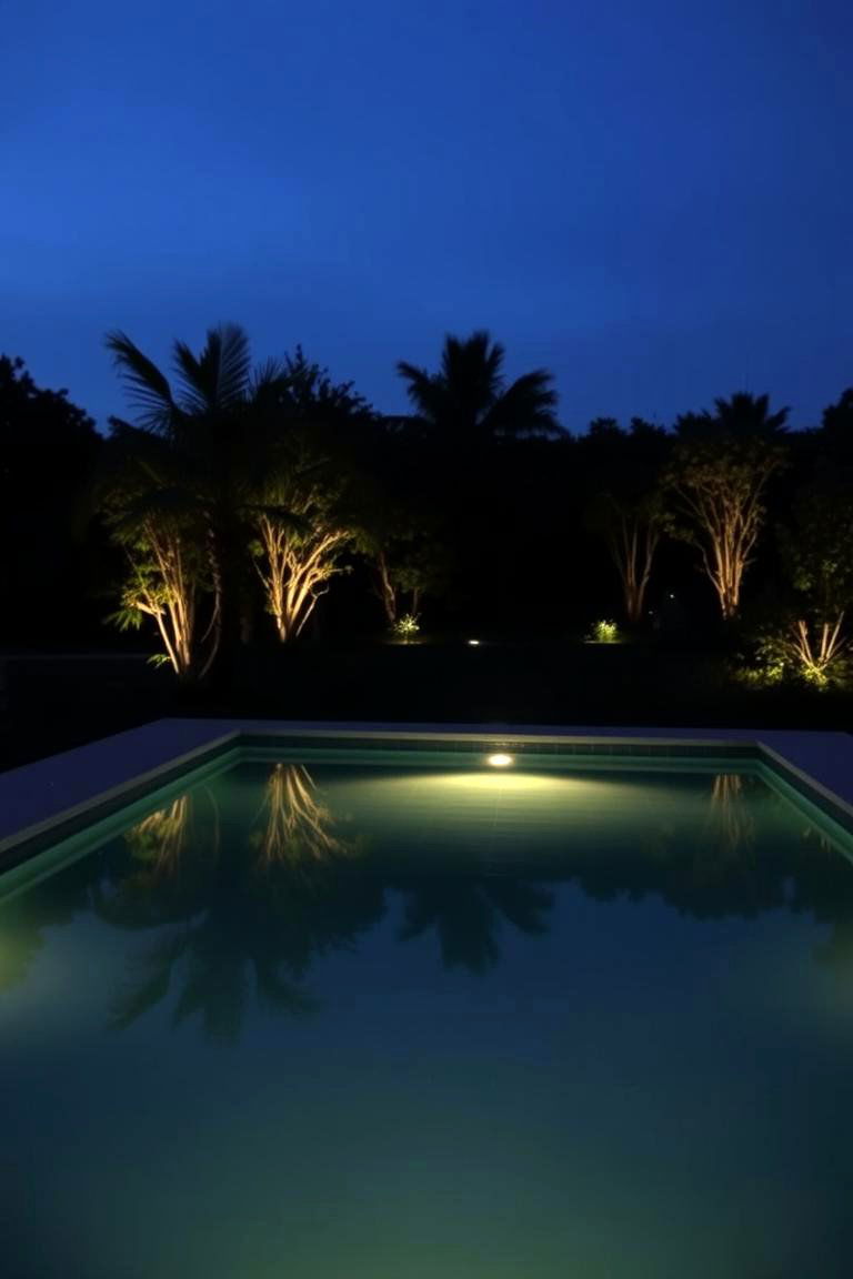 Reflecting Pool with Subtle Lighting Accents - 24 Small Garden Reflecting Pool Ideas