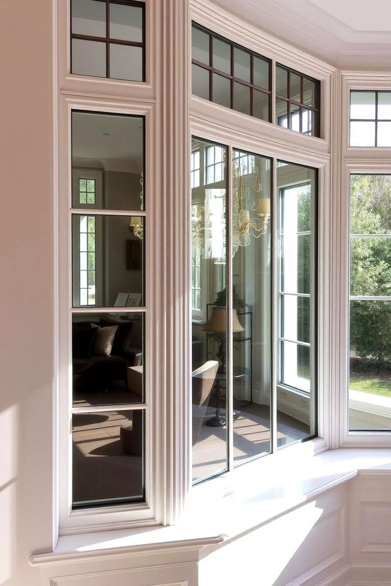 Reflective Glass Detail - 24 Kitchen Bay Window Ideas