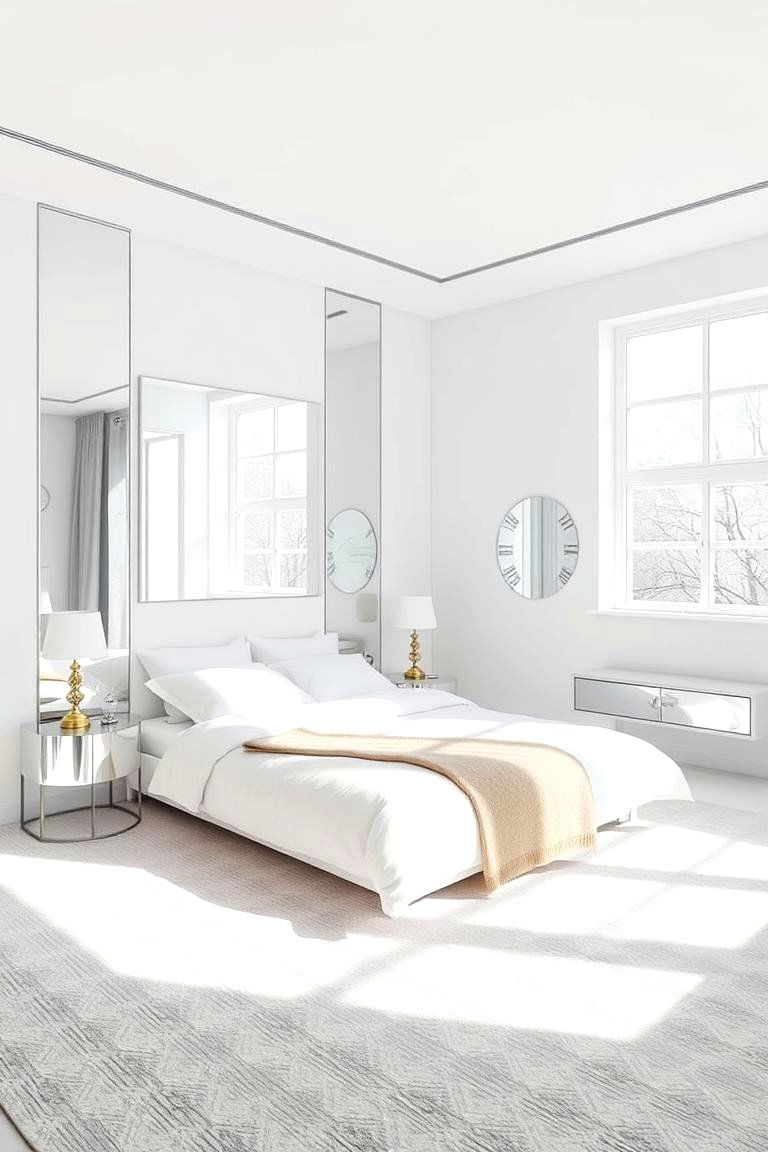 Reflective Mirror Decor - 24 Small White Bedroom Ideas