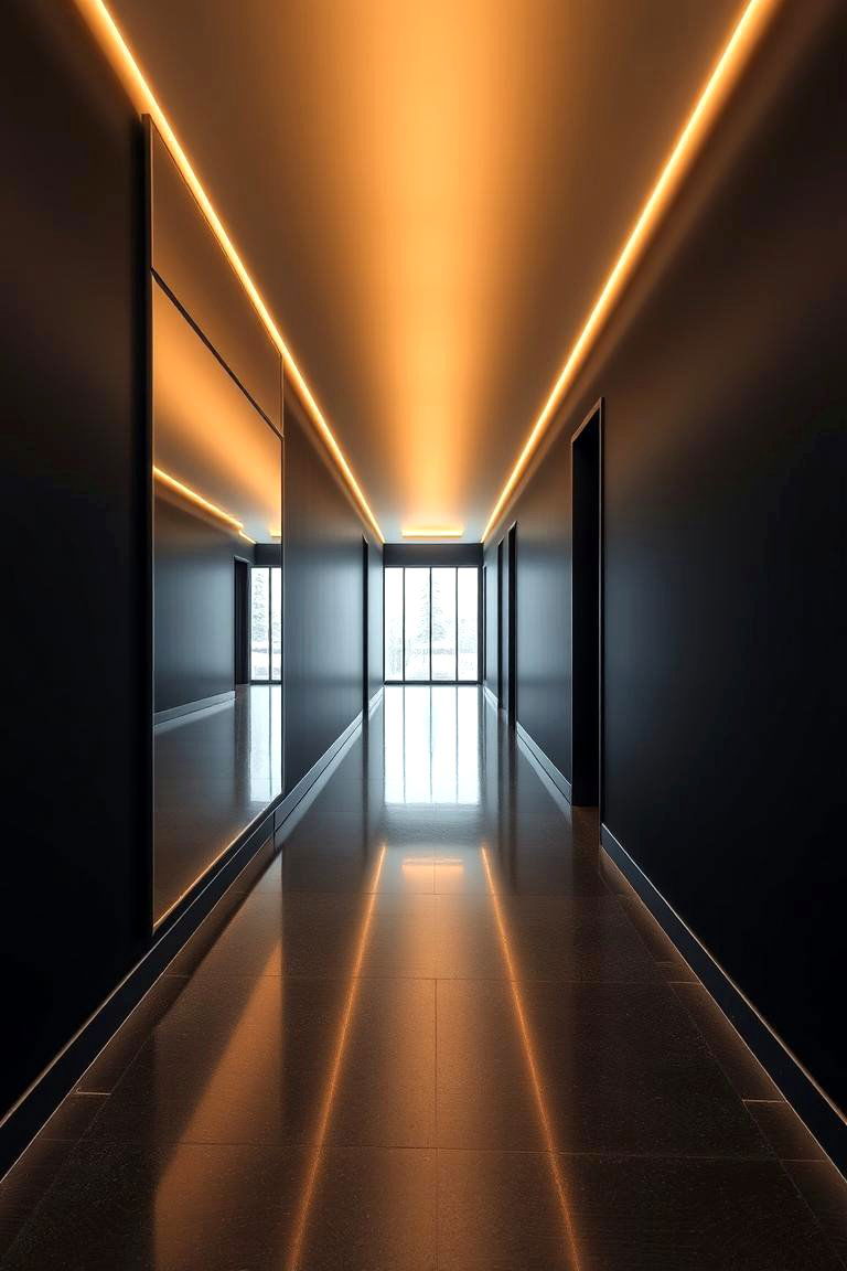 Reflective Mirror Magic - 24 Black Hallway Ideas