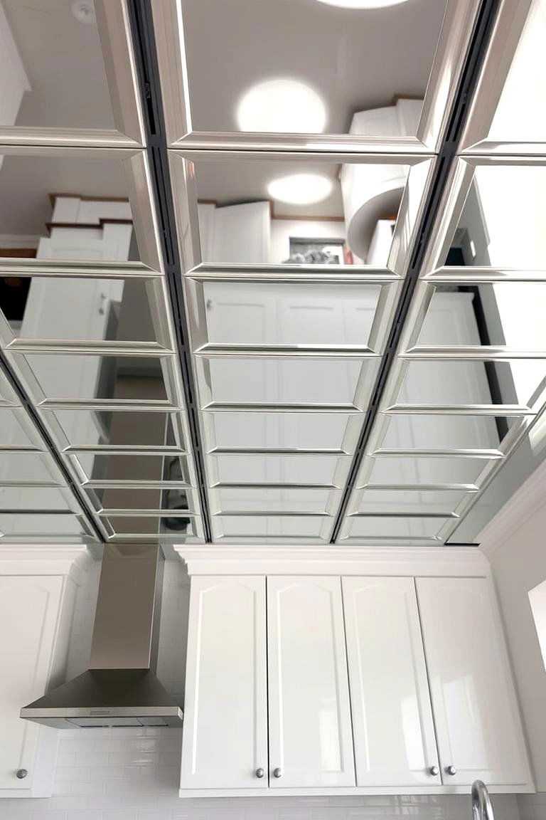 Reflective Mirrored Ceiling Tiles - 24 Kitchen Ceiling Ideas