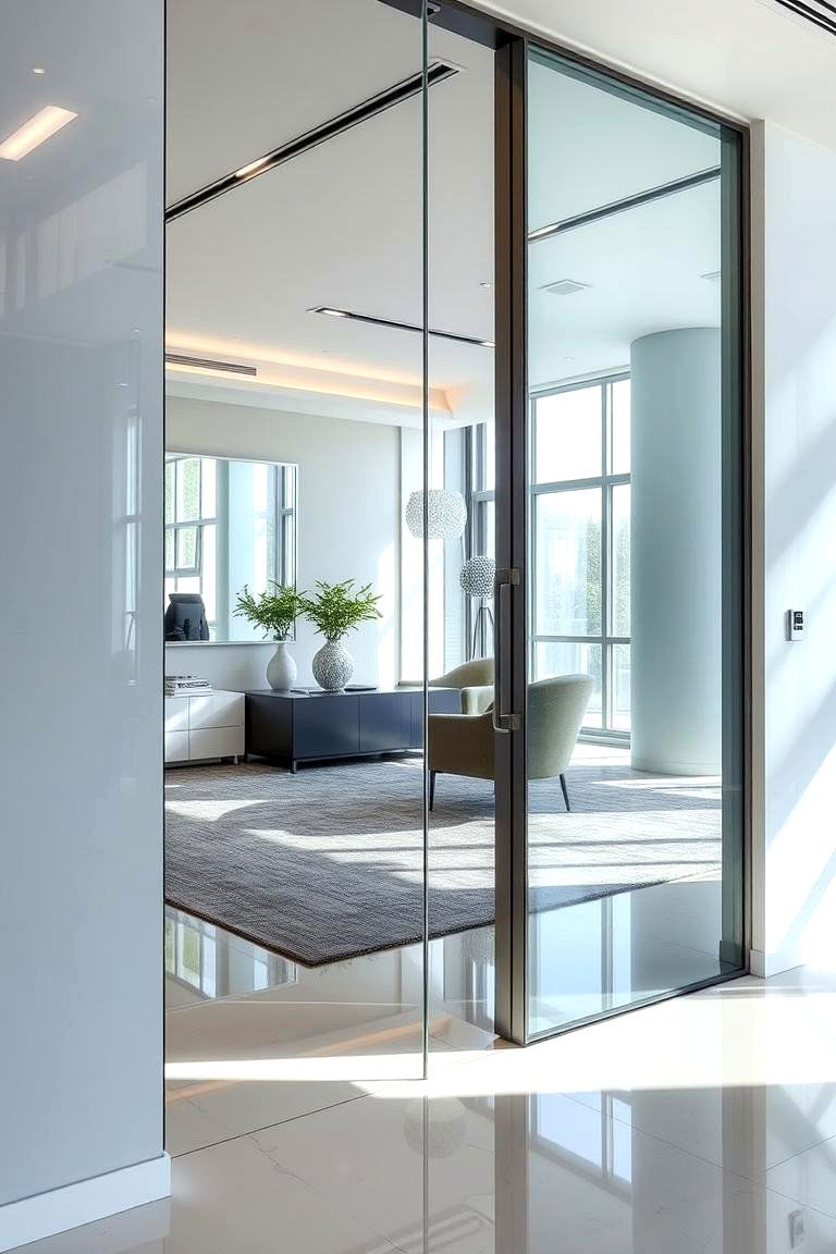 Reflective Mirrored Door - 24 Home Office Door Ideas