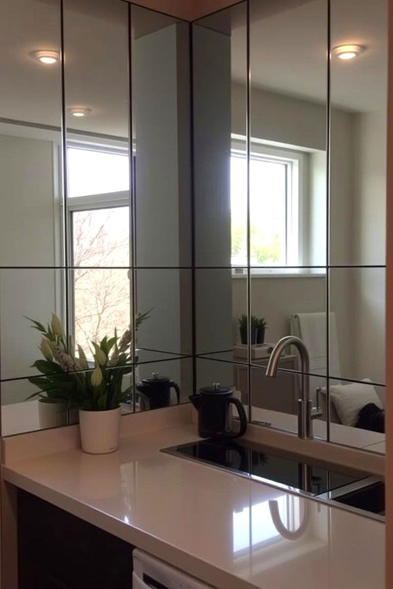 Reflective Mirrored Panels - 24 Kitchen Accent Wall Ideas