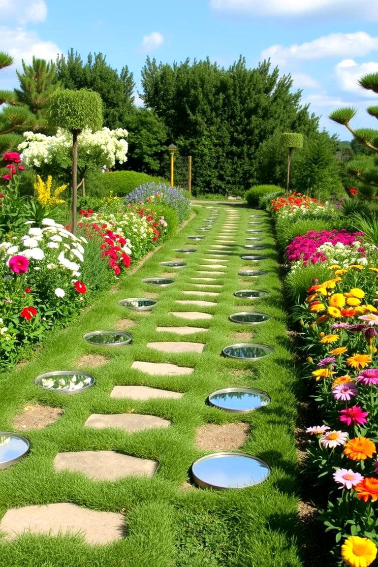 Reflective Pathway Edging - 24 Garden Mirror Ideas