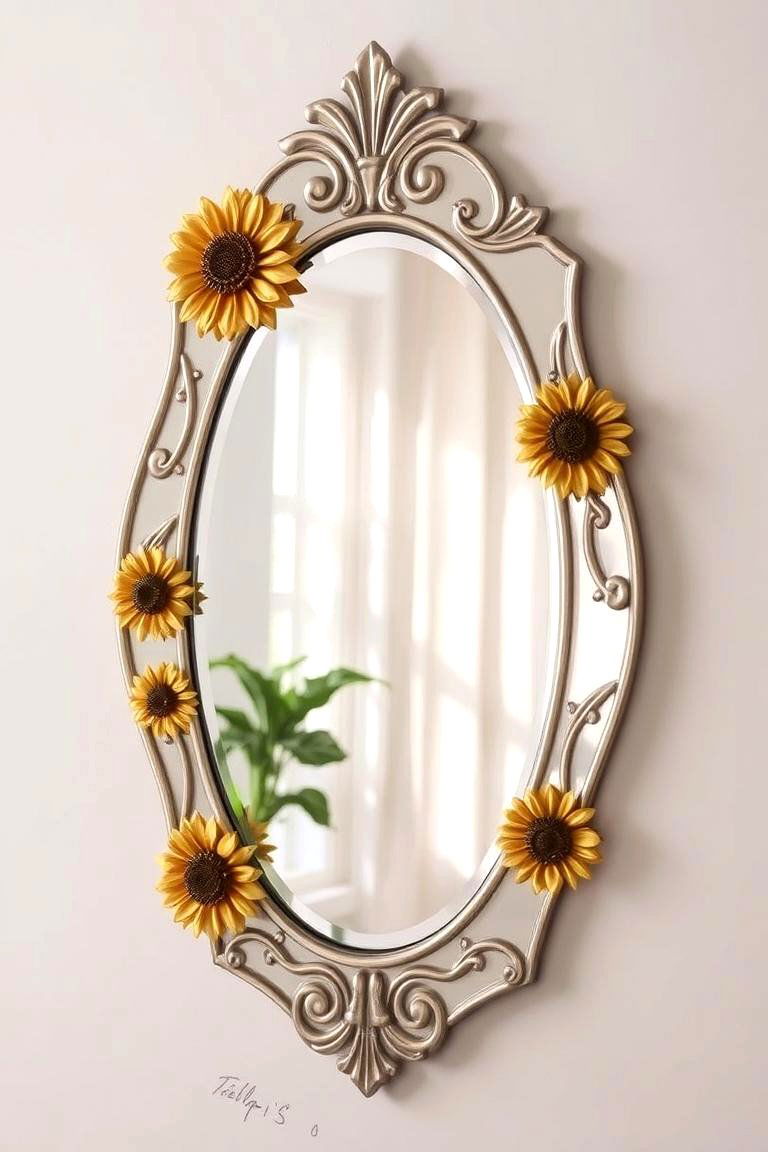Reflective Sunflower Mirror Accents - 24 Sunflower Bedroom Ideas