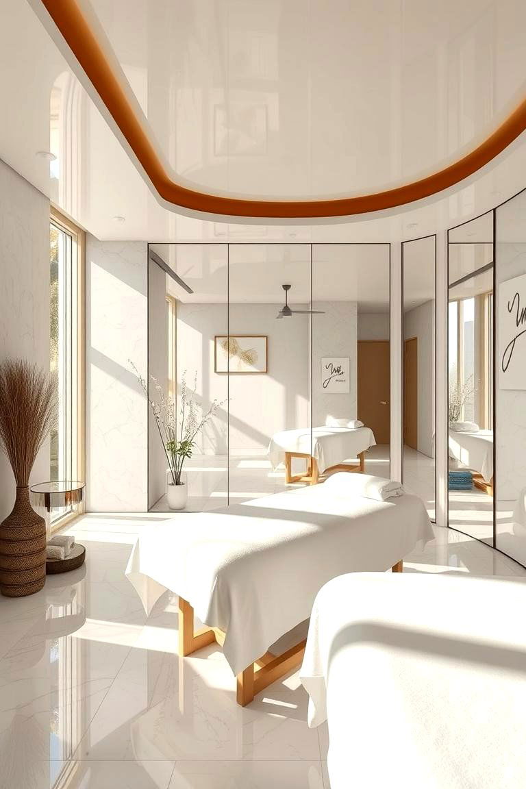 Reflective Surfaces and Mirrors - 24 Massage Room Setup Ideas