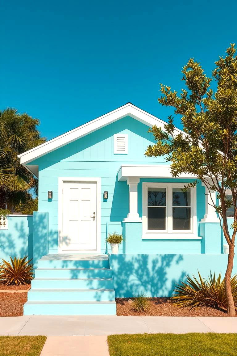 Refreshing Aqua Blue - 24 blue exterior house paint ideas