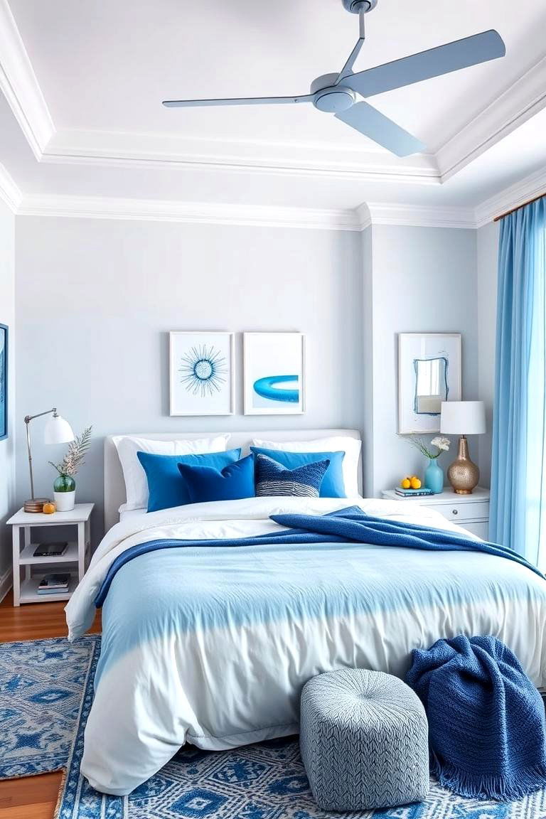 Refreshing Blue Hues - 24 Blue and White Bedroom Ideas