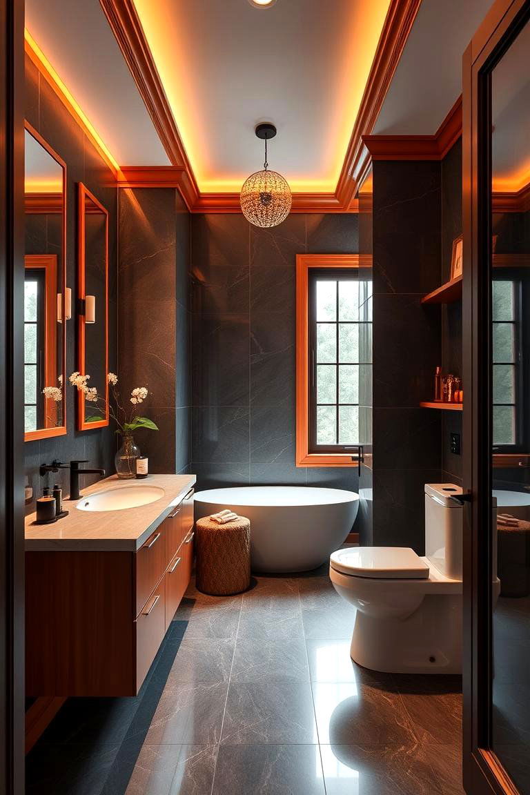 Refreshing Burnt Orange Details - 24 Orange Bathroom Ideas